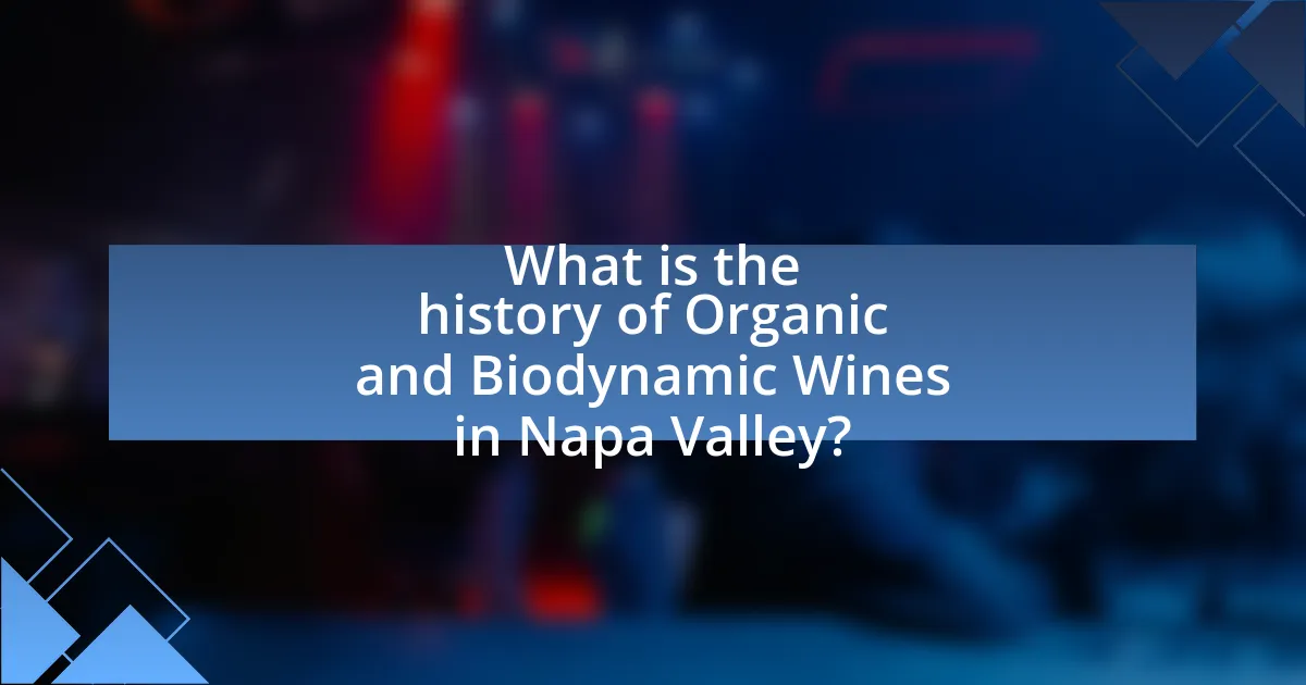 What is the history of Organic and Biodynamic Wines in Napa Valley?